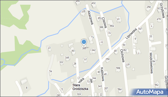 Godziszka, Lipowska, 345, mapa Godziszka