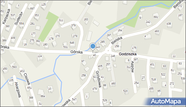 Godziszka, Lipowska, 40, mapa Godziszka