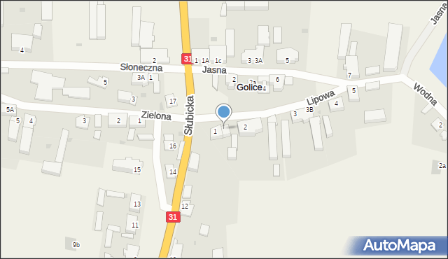 Golice, Lipowa, 1A, mapa Golice