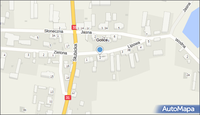 Golice, Lipowa, 2, mapa Golice