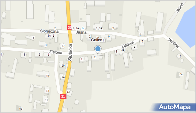 Golice, Lipowa, 2A, mapa Golice