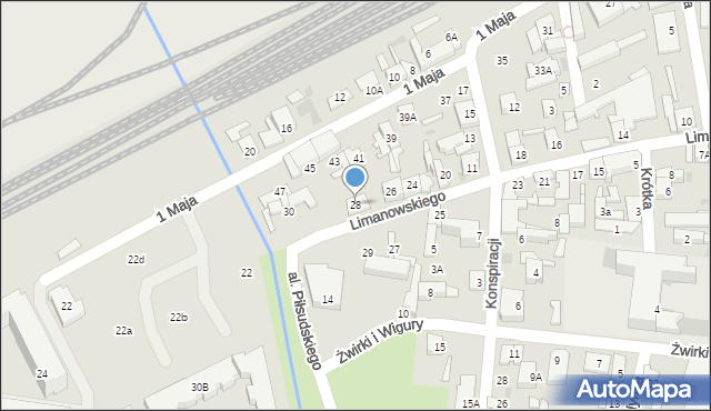 Grodzisk Mazowiecki, Limanowskiego Bolesława, 28, mapa Grodzisk Mazowiecki