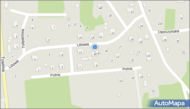 Inowłódz, Liliowa, 14, mapa Inowłódz