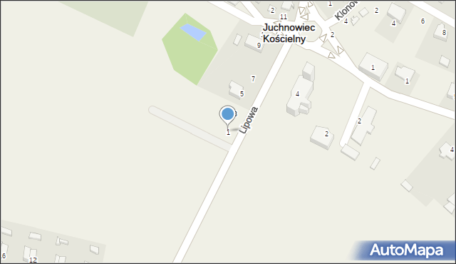 Juchnowiec Kościelny, Lipowa, 1, mapa Juchnowiec Kościelny