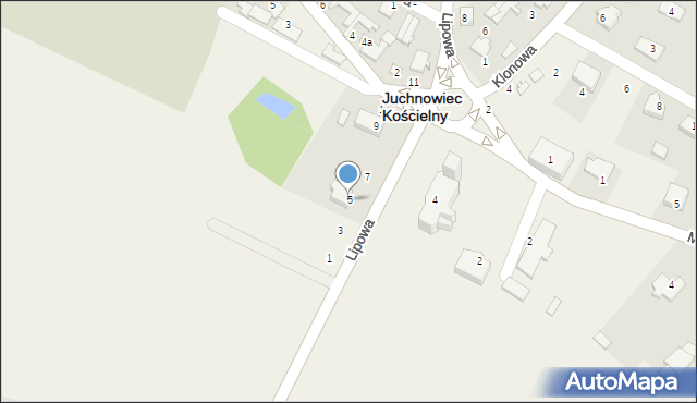 Juchnowiec Kościelny, Lipowa, 5, mapa Juchnowiec Kościelny