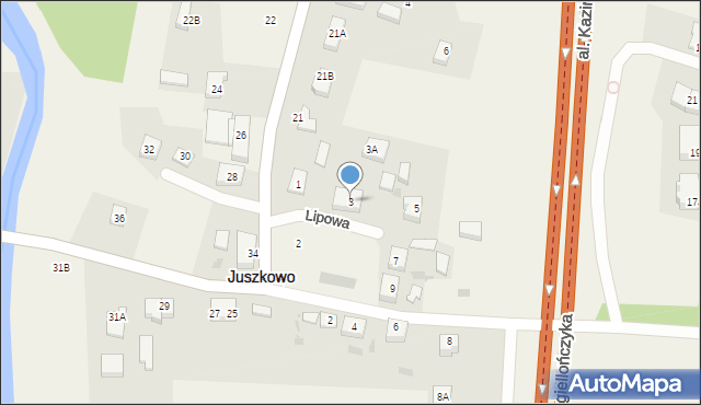 Juszkowo, Lipowa, 3, mapa Juszkowo