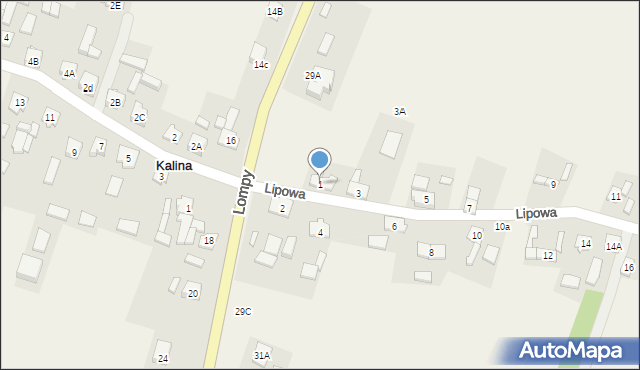 Kalina, Lipowa, 1, mapa Kalina