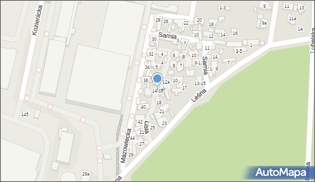 Kalisz, Lisia, 14-16, mapa Kalisza