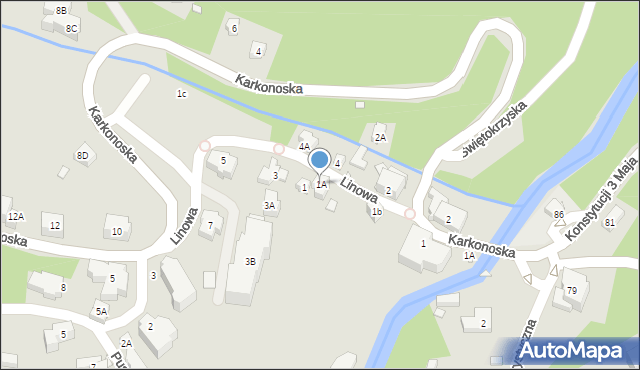 Karpacz, Linowa, 1A, mapa Karpacz