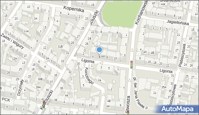 Katowice, Ligonia Juliusza, 6, mapa Katowic