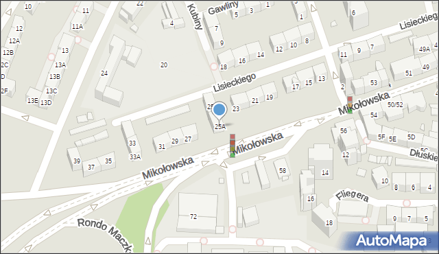 Katowice, Lisieckiego Arkadiusza, ks. bp., 25A, mapa Katowic