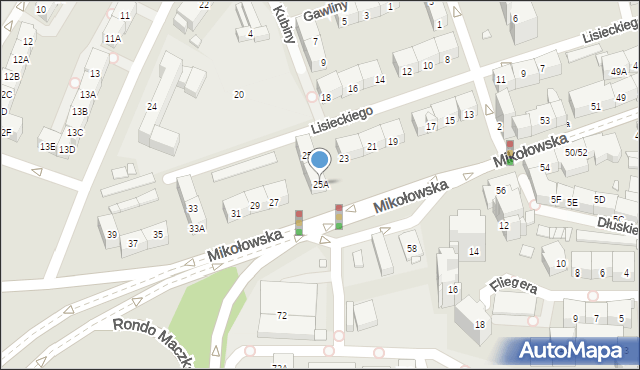 Katowice, Lisieckiego Arkadiusza, ks. bp., 25A, mapa Katowic