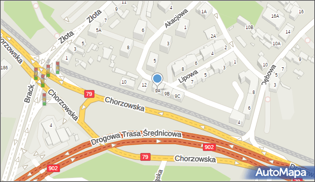 Katowice, Lipowa, 9A, mapa Katowic