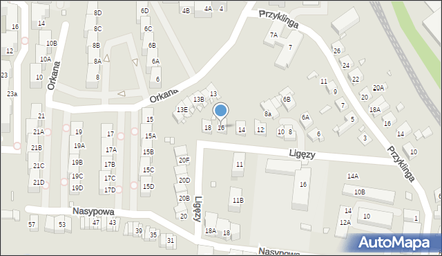 Katowice, Ligęzy Józefa, 16, mapa Katowic
