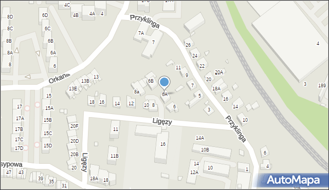 Katowice, Ligęzy Józefa, 6A, mapa Katowic