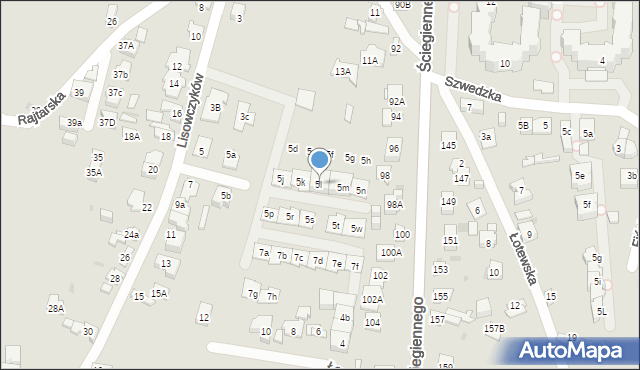 Kielce, Lisowczyków, 5l, mapa Kielc