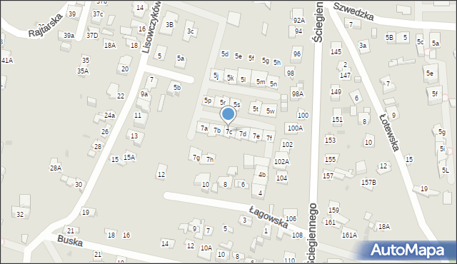 Kielce, Lisowczyków, 7c, mapa Kielc