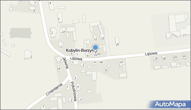 Kobylin-Borzymy, Lipowa, 11, mapa Kobylin-Borzymy