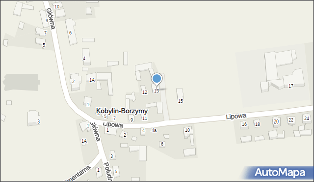 Kobylin-Borzymy, Lipowa, 13, mapa Kobylin-Borzymy