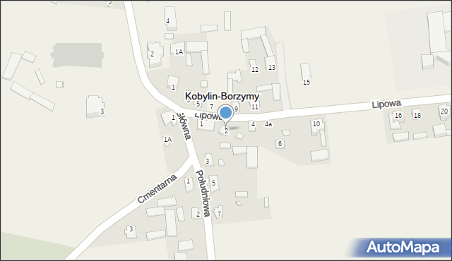 Kobylin-Borzymy, Lipowa, 2, mapa Kobylin-Borzymy