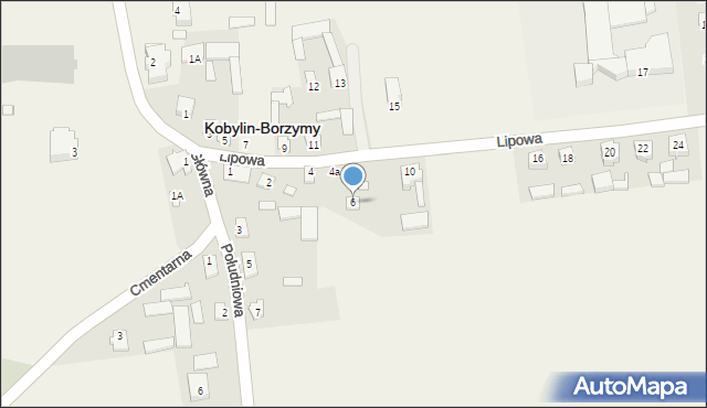 Kobylin-Borzymy, Lipowa, 6, mapa Kobylin-Borzymy