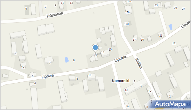 Komorniki, Lipowa, 11, mapa Komorniki