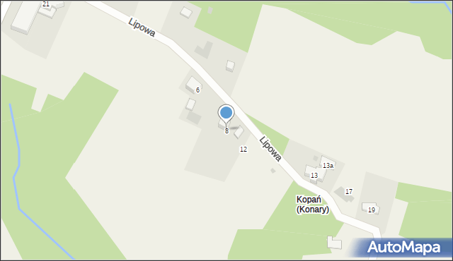 Konary, Lipowa, 8, mapa Konary