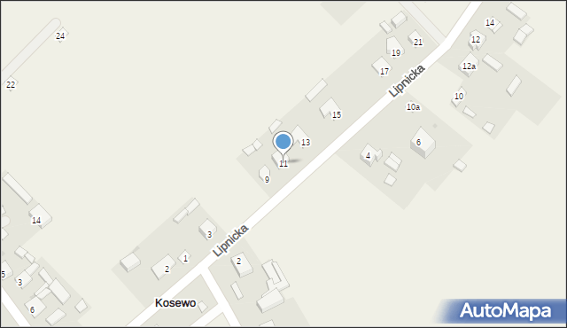 Kosewo, Lipnicka, 11, mapa Kosewo