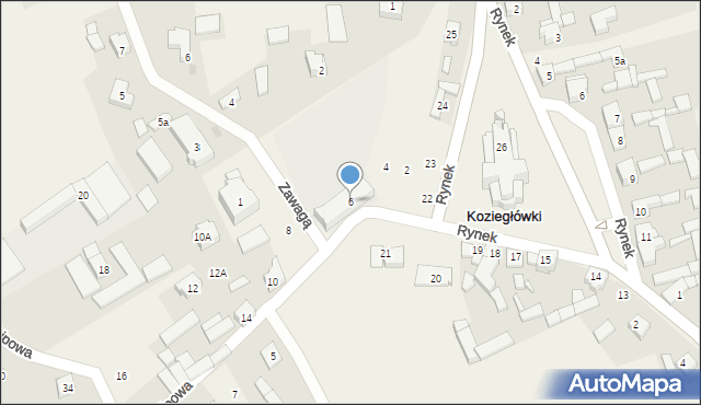 Koziegłówki, Lipowa, 6, mapa Koziegłówki