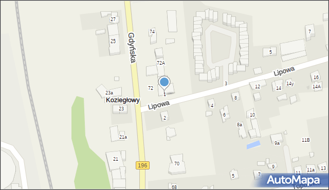 Koziegłowy, Lipowa, 1, mapa Koziegłowy