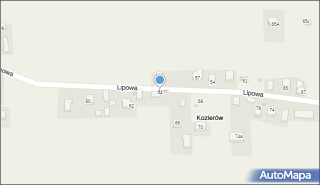 Kozierów, Lipowa, 64, mapa Kozierów