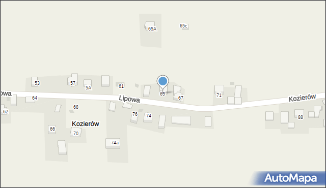 Kozierów, Lipowa, 65, mapa Kozierów