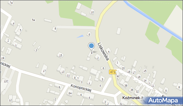 Koźminek, Liskowska, 4, mapa Koźminek