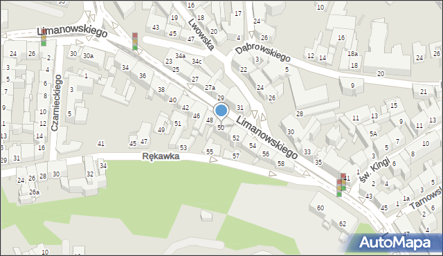 Kraków, Limanowskiego Bolesława, 50, mapa Krakowa
