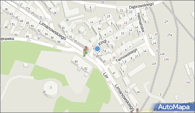 Kraków, Limanowskiego Bolesława, 43, mapa Krakowa