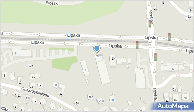 Kraków, Lipska, 20, mapa Krakowa