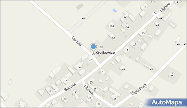 Królikowice, Lipowa, 20, mapa Królikowice