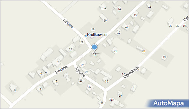 Królikowice, Lipowa, 23, mapa Królikowice