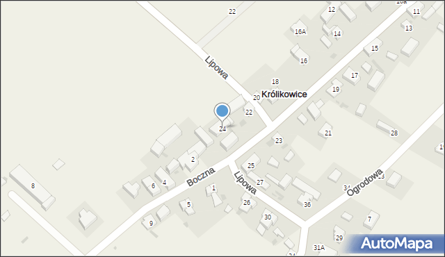 Królikowice, Lipowa, 24, mapa Królikowice