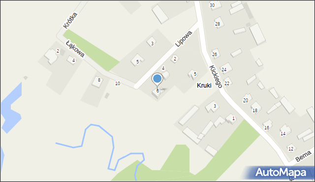 Kruki, Lipowa, 6, mapa Kruki