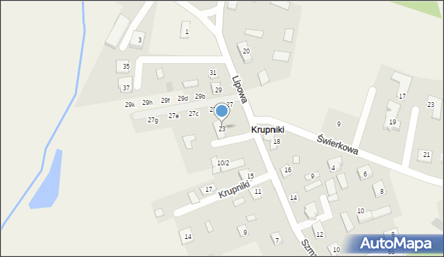 Krupniki, Lipowa, 23, mapa Krupniki