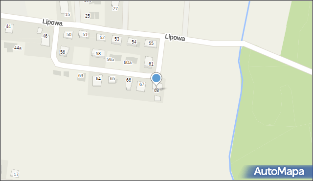 Kruszyn, Lipowa, 68, mapa Kruszyn