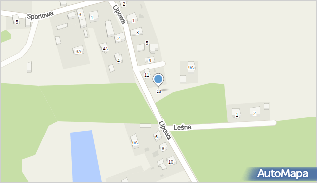 Księginice, Lipowa, 13, mapa Księginice