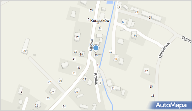 Kuraszków, Lipowa, 30, mapa Kuraszków