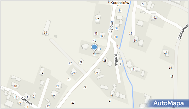 Kuraszków, Lipowa, 31, mapa Kuraszków