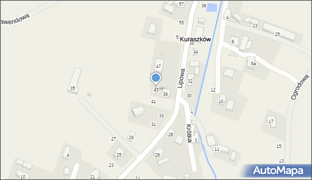 Kuraszków, Lipowa, 43, mapa Kuraszków