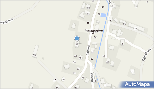 Kuraszków, Lipowa, 47, mapa Kuraszków