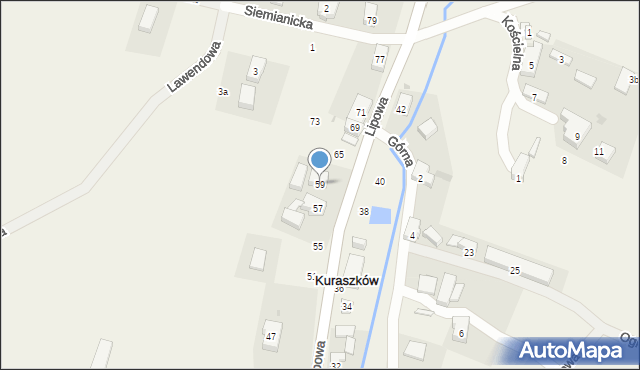 Kuraszków, Lipowa, 59, mapa Kuraszków