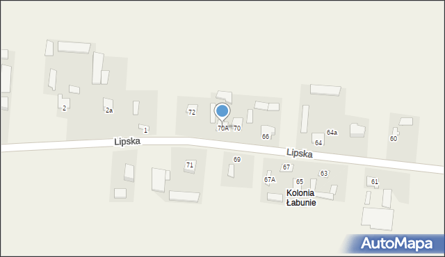Łabunie, Lipska, 70A, mapa Łabunie