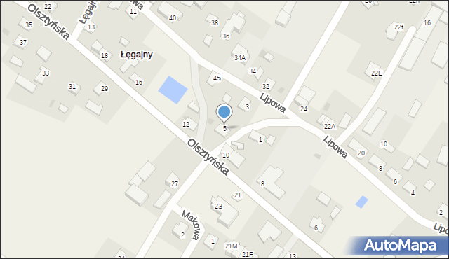 Łęgajny, Lipowa, 5, mapa Łęgajny